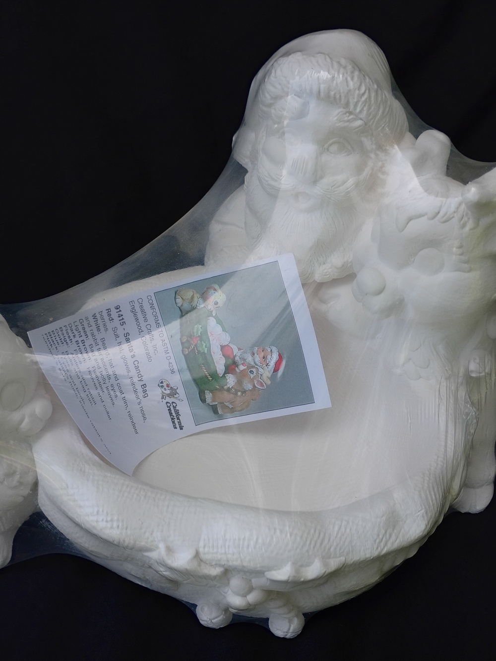 New Holiday Time 91415 Santas Toy Bag Candy Dish Ready To Paint